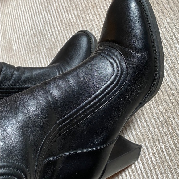 Aquatalia Illiana Weatherproof High Block Heel Chunky Boots Black Leather Size 8 - Picture 9 of 14